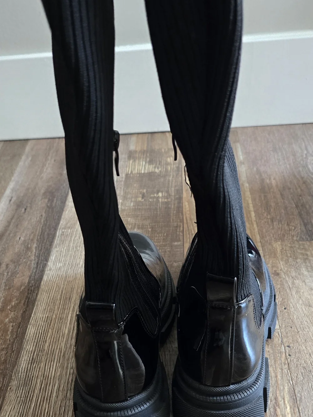 Black Knitted Thigh High Boots Sz. 37 NWOT